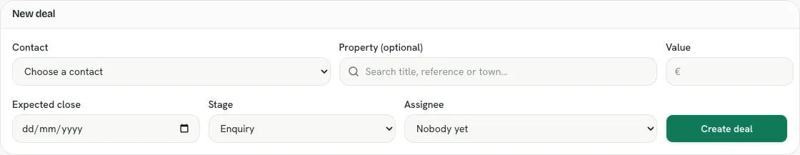 New deal form