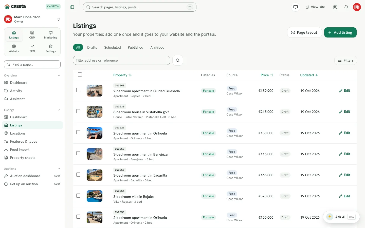 Listings list