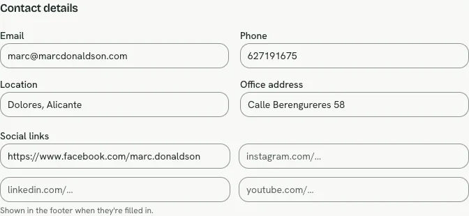 Website contact panel